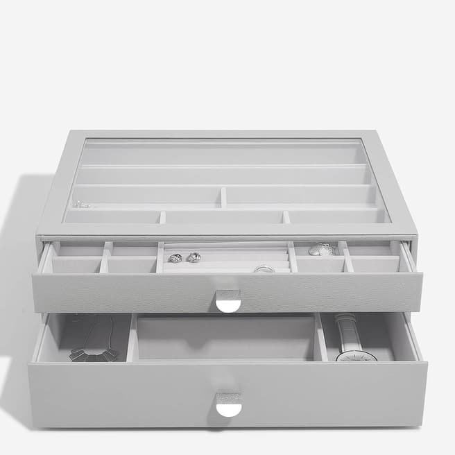 Stackers Pebble Grey Supersize Jewellery Box - Set of 2 (with drawers)