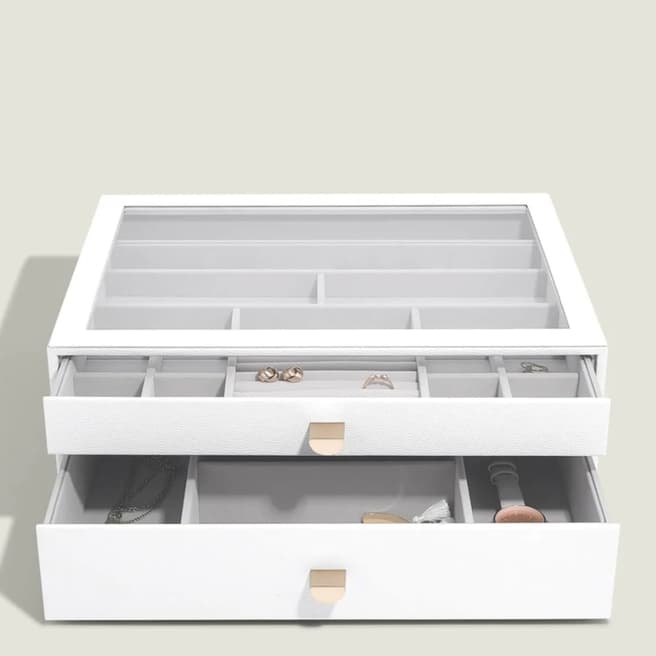 Stackers Pebble White Supersize Jewellery Box - Set of 2 (with drawers)