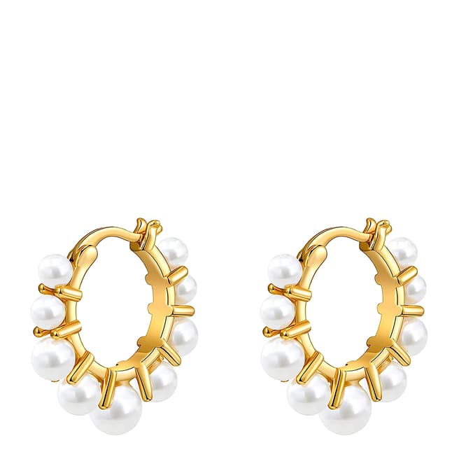 Chloe Collection by Liv Oliver 18K Gold Pearl Mini Hoop Earrings