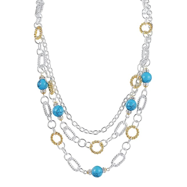Chloe Collection by Liv Oliver 18K Gold Two Tone Turquoise Necklace