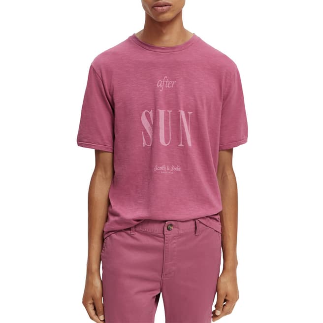 Scotch & Soda Pink Jersey Graphic Cotton T-Shirt