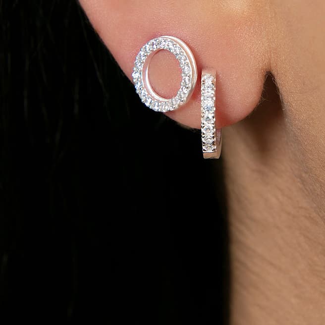 Elika Silver Circle Stud Earrings