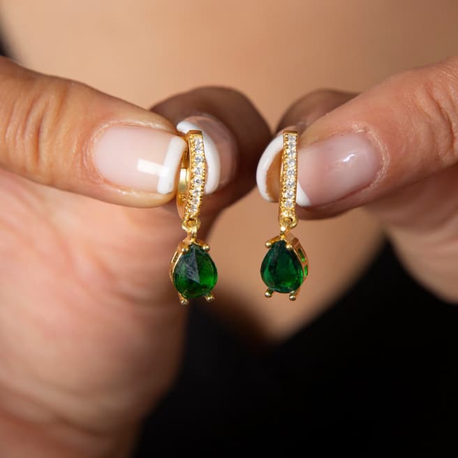 Elika Green & Gold Huggie Earrings