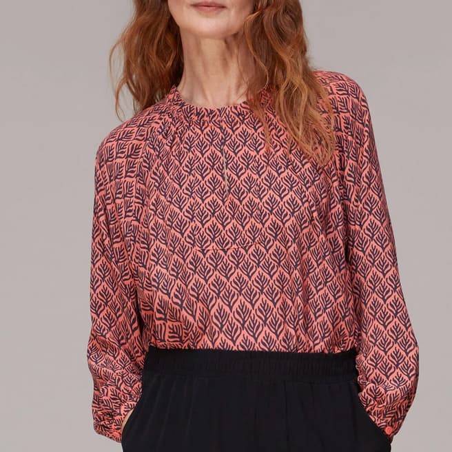 WHISTLES Pink All Over Print Blouse