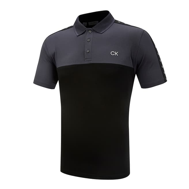 Calvin Klein Golf Black Knitted Contrast Polo Shirt