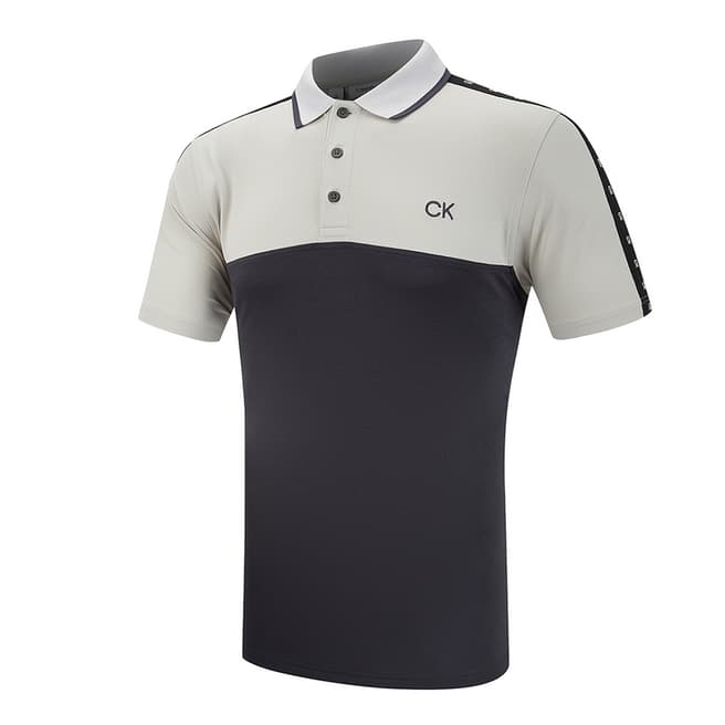 Calvin Klein Golf Grey Knitted Contrast Polo Shirt
