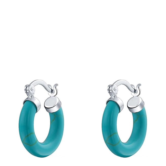 Liv Oliver Sterling Silver Turquoise Hoop Earrings