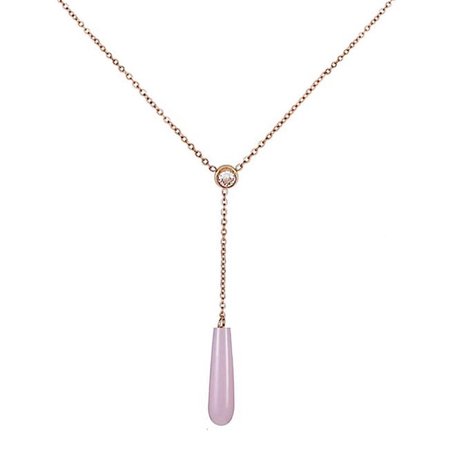 Liv Oliver 18K Rose Gold Pink Gemstone & Cz Y Necklace