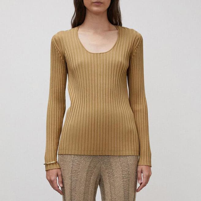 By Malene Birger Camel Seren knitted Long-Sleeve Top