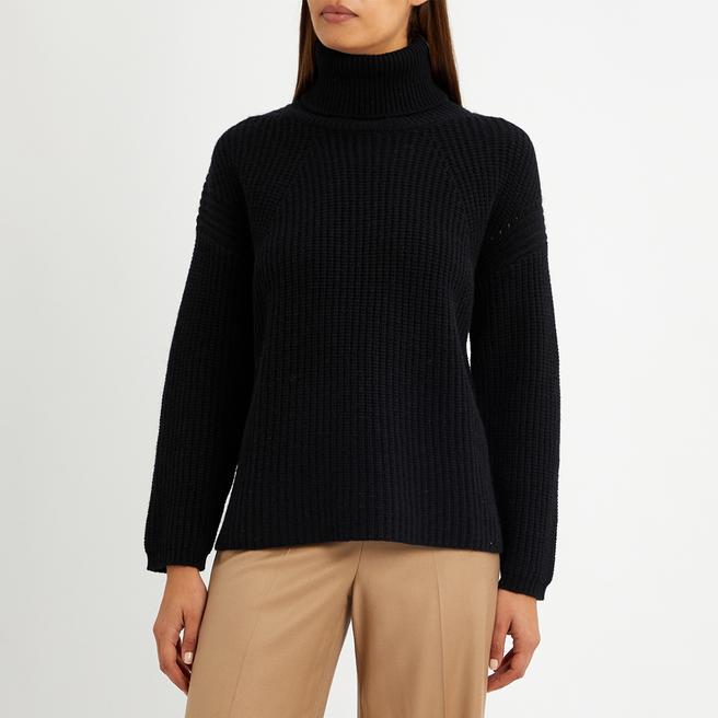 N°· Eleven Black Cashmere Blend Ribbed Jumper