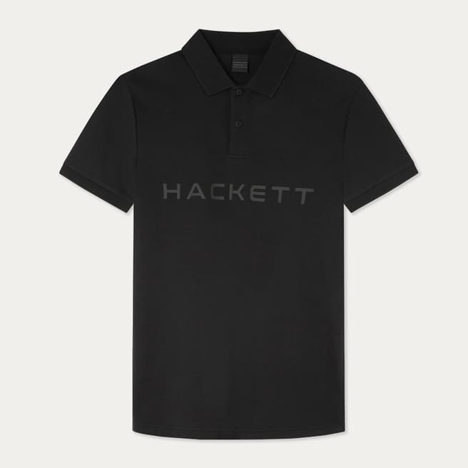 Hackett London Black Logo Short Sleeve Cotton Polo Shirt