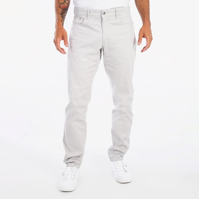 Hackett London Winter White Tapered Cotton Blend Trousers