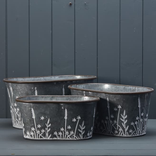 The Satchville Gift Company Set of Three Meadow Oval Planters