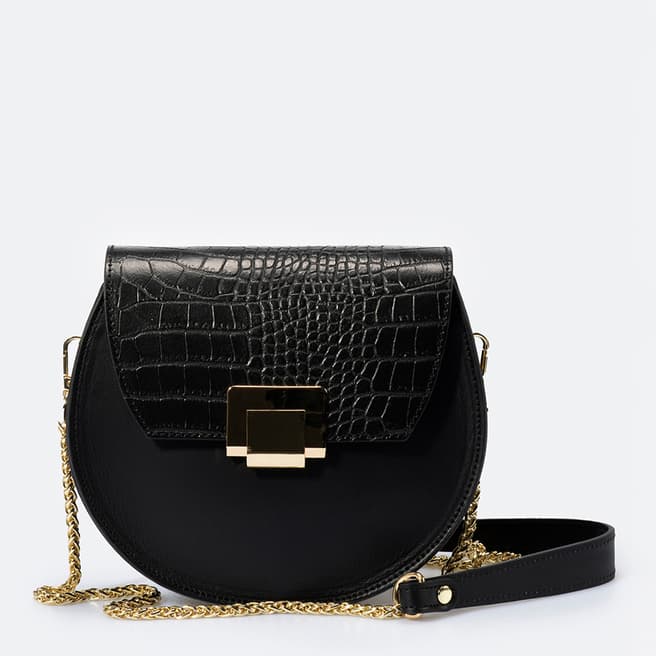 Massimo Castelli Black Leather Crossbody Bag