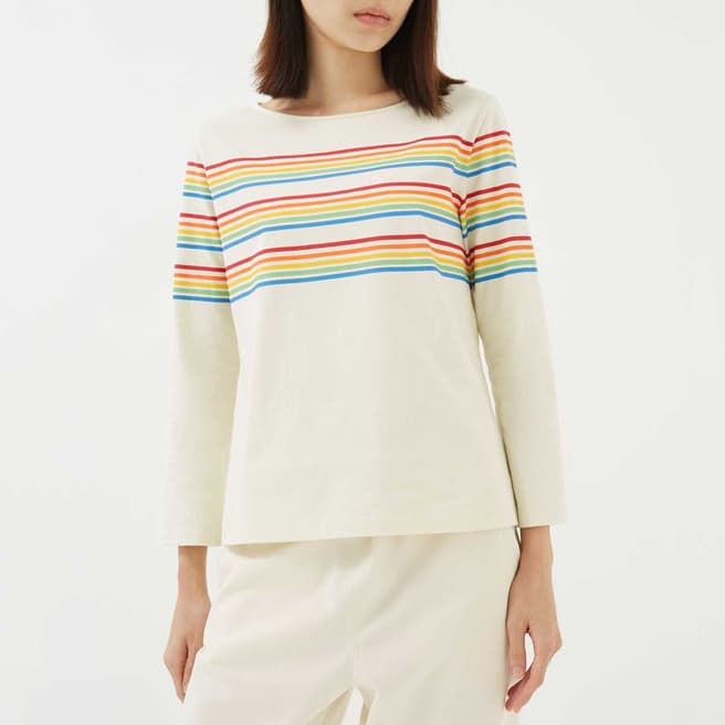 Chinti and Parker Cream Stripe Cotton T-Shirt