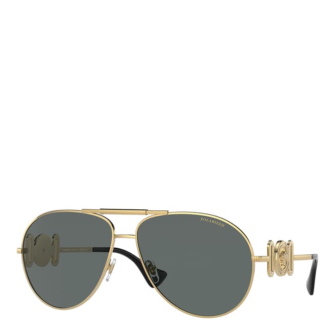 Versace Women's Gold/Polarized Grey Versace Sunglasses 65mm