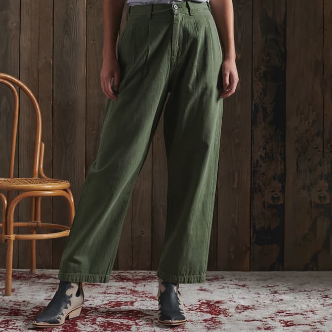 Superdry Olive Limited Edition Pleated Trousers