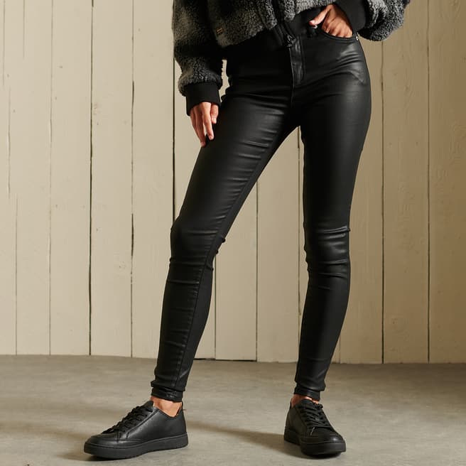 Superdry Black Coated High Waisted Skinny Jeans