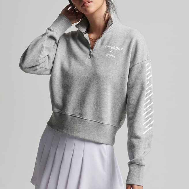 Superdry Grey Core Sport Half Zip Sweatshirt