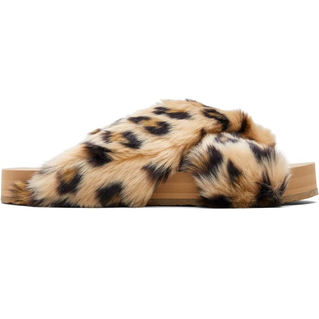 Toms Leopard Faux Fur Susie Eva Cross Over Slippers