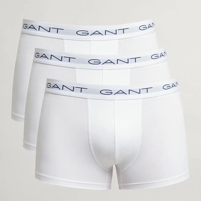 Gant White 3 Pack Cotton Blend Trunks