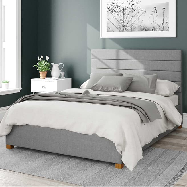 Aspire Furniture Kelly Eire Linen Fabric Double Ottoman Bed, Grey