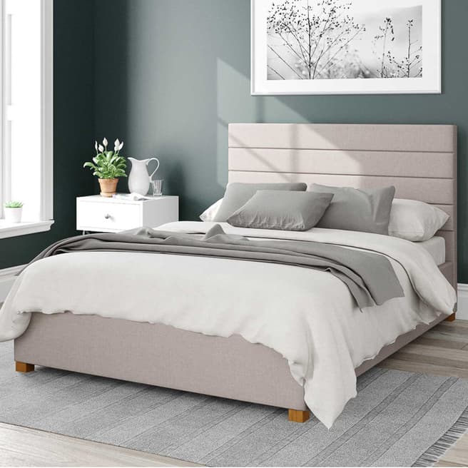 Aspire Furniture Kelly Eire Linen Fabric Double Ottoman Bed, Off White