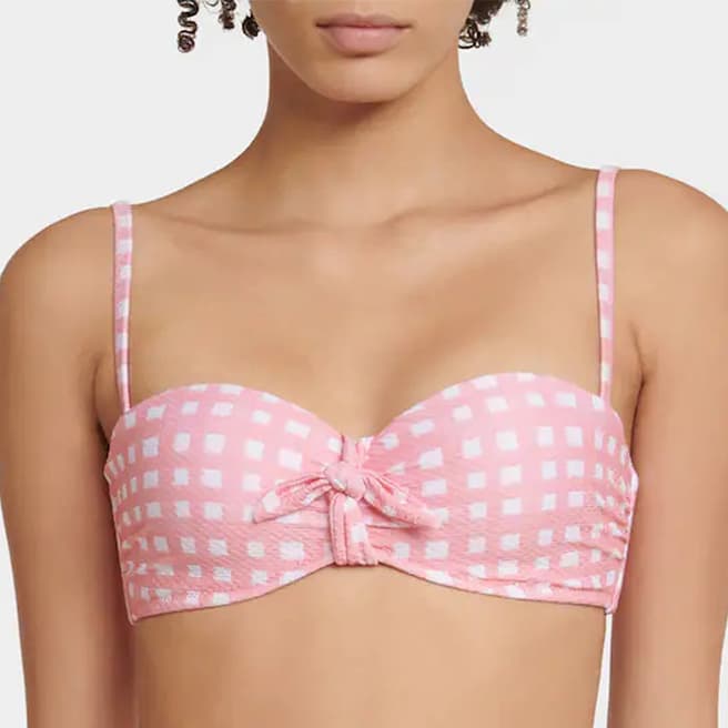 Heidi Klein Pink Maldives Gingham Bikini Top