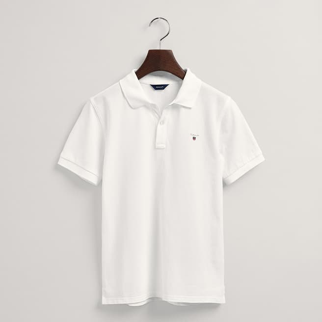 Gant Teen Boys White Pique Cotton Polo Shirt