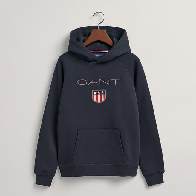 Gant Teen Boys Navy Embroidered Logo Cotton Hoodie