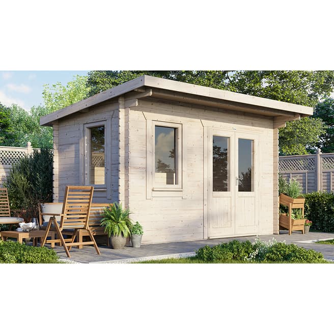 Power Sheds SAVE £694 14x8 Power Pent Log Cabin, Doors to the Right  -  28mm