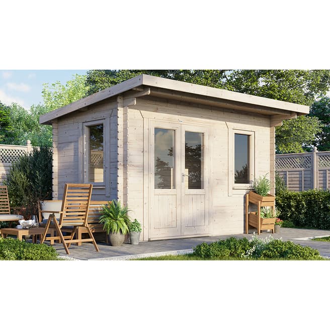 Power Sheds SAVE £694 14x8 Power Pent Log Cabin, Doors to the Left  -  28mm