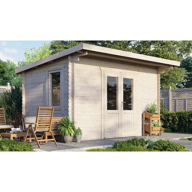 Power Sheds SAVE £720 14x10 Power Pent Log Cabin, Doors Central  -  28mm