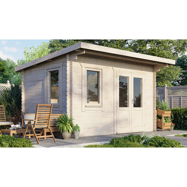Power Sheds SAVE £740 14x10 Power Pent Log Cabin, Doors to the Right  -  28mm