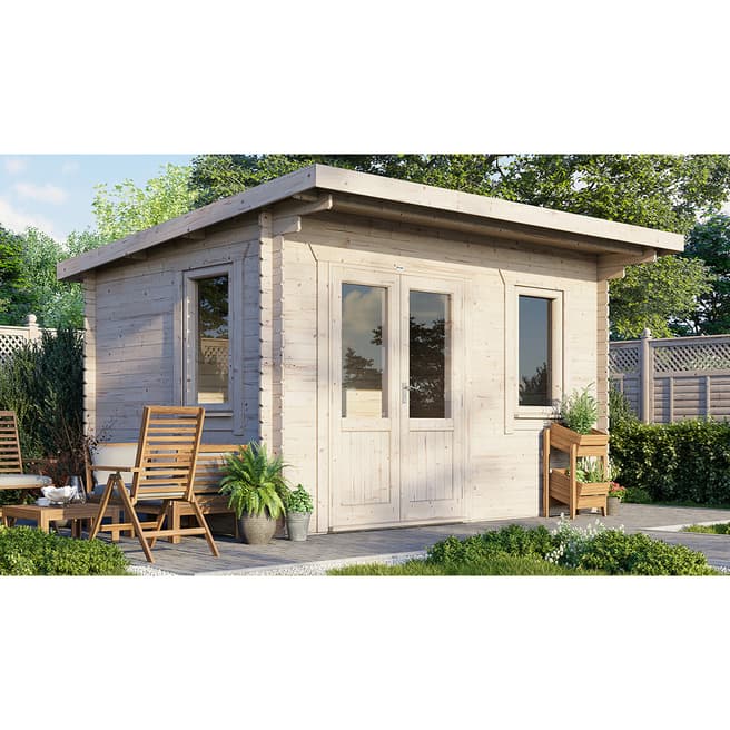 Power Sheds SAVE £740 14x10 Power Pent Log Cabin, Doors to the Left  -  28mm