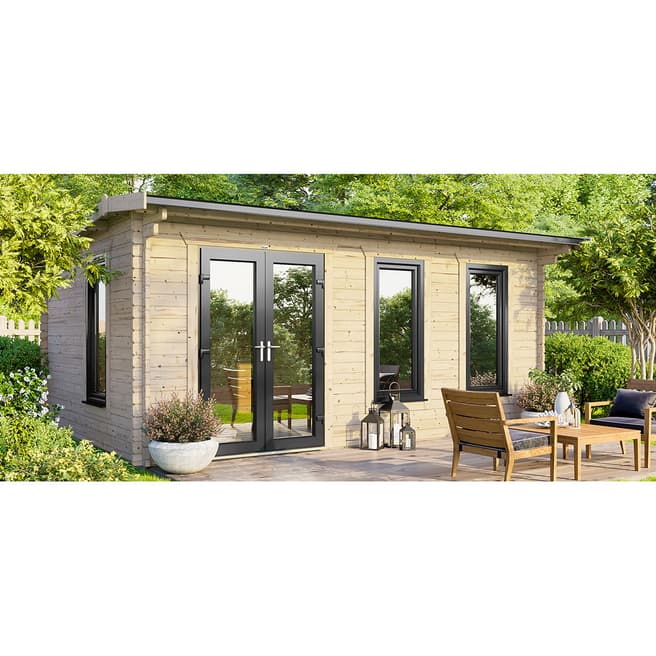 Power Sheds SAVE £1365 18x10 Power Apex Log Cabin, Doors to the Left  -  44mm