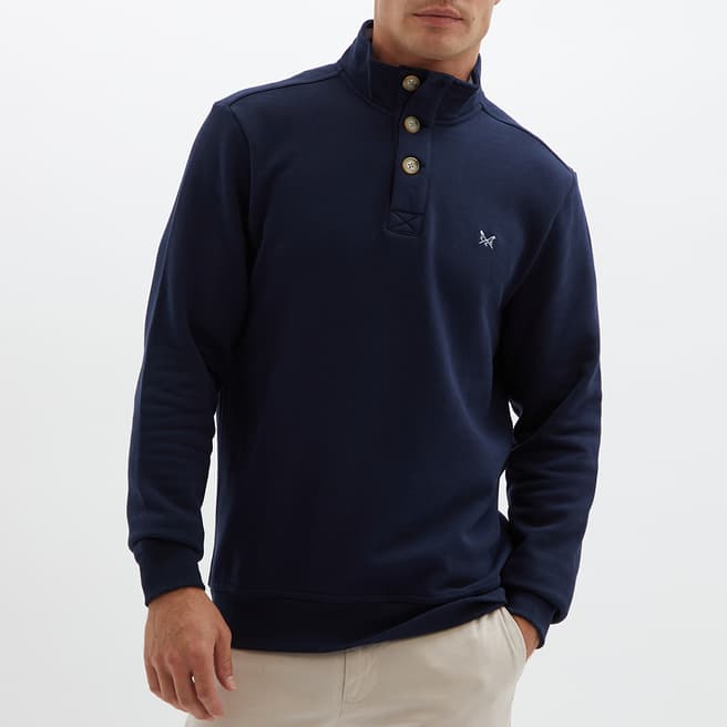 Crew Clothing Navy 1/2 Button Neck Sweatshirt