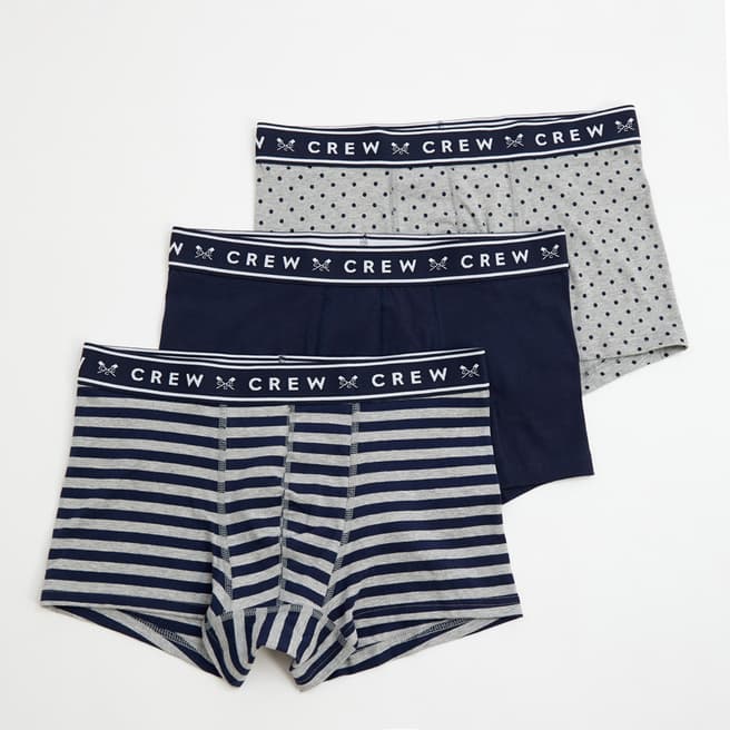 Crew Clothing Multi Spot Solid Stripe 3 Pack Boxers
