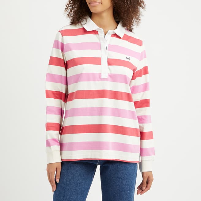 Crew Clothing Red/Pink Striped Rugby Shirt