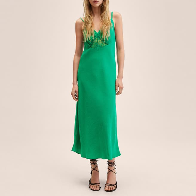 Mango Green Lace Camisole Dress