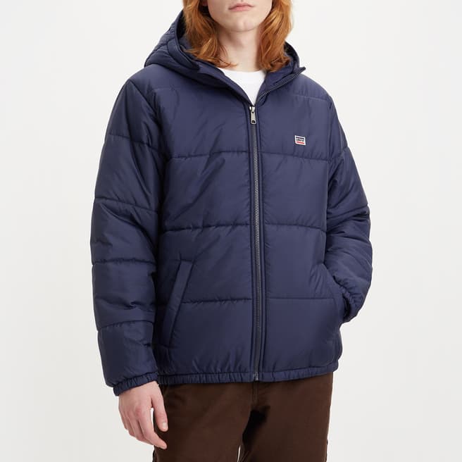 Levi's Navy Hooded Quilted Jacket