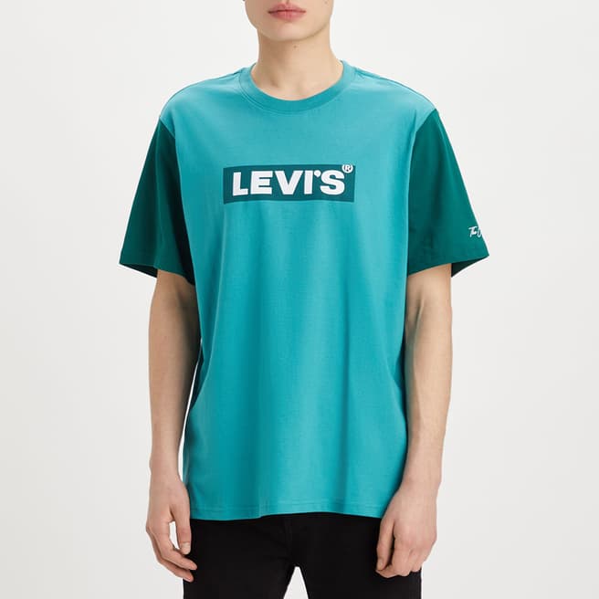 Levi's Teal Contrast Sleeve Cotton T-Shirt