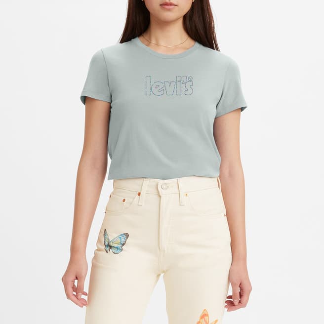 Levi's Light Blue Outline Logo Cotton T-Shirt