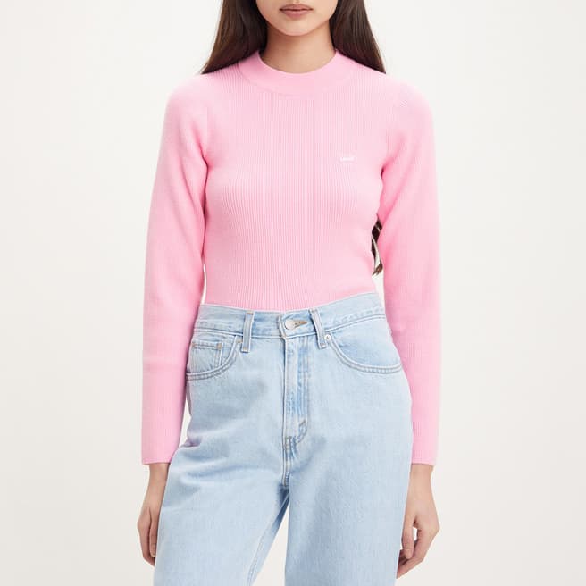Levi's Pink Ribbed Round Neck Jumper
