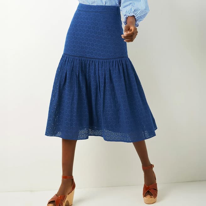 Wyse Blue Danielle Cotton Broderie Skirt