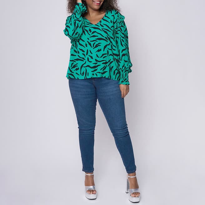 Scamp & Dude Teal Zebra Frill Blouse