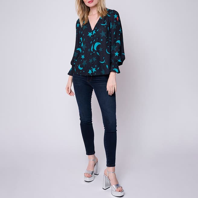 Scamp & Dude Navy Moon Print Blouse