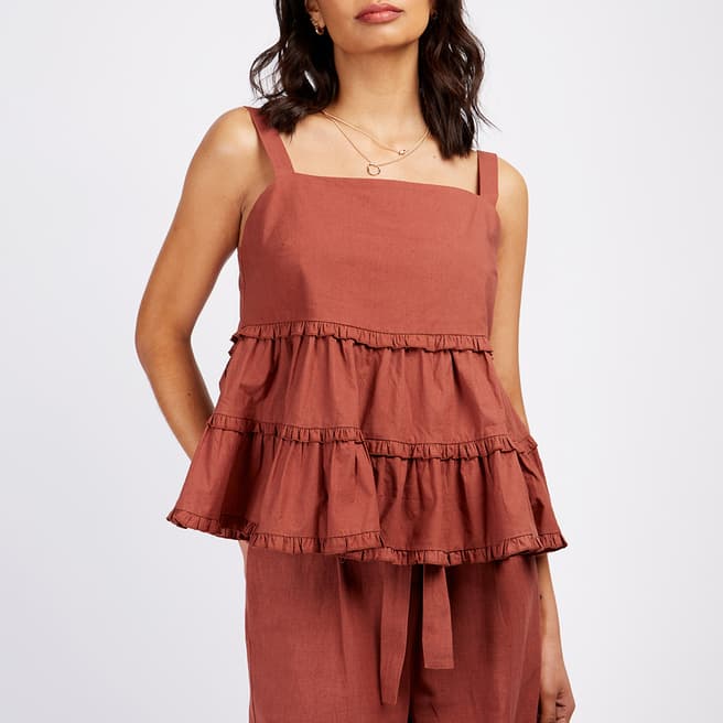 Somerset by Alice Temperley Chocolate Tiered Frill Cotton Top
