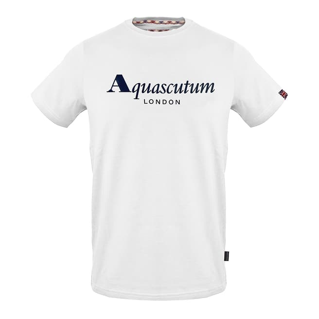 Aquascutum White Chest Logo Cotton T-Shirt