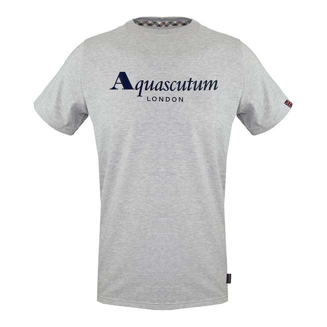 Aquascutum Grey Chest Logo Cotton T-Shirt